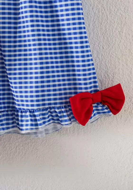 Embroidered ABC Pattern Plaid Shorts Set