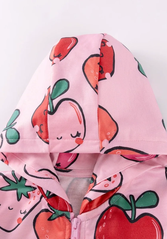Strawberry Print Hoodie And Cargo Pants Set