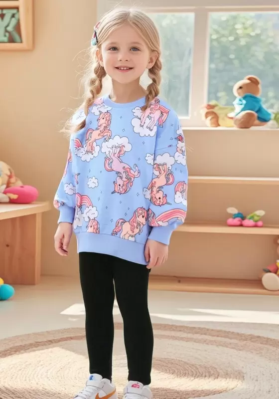 Unicorn Print Long Sleeve Sweatshirt