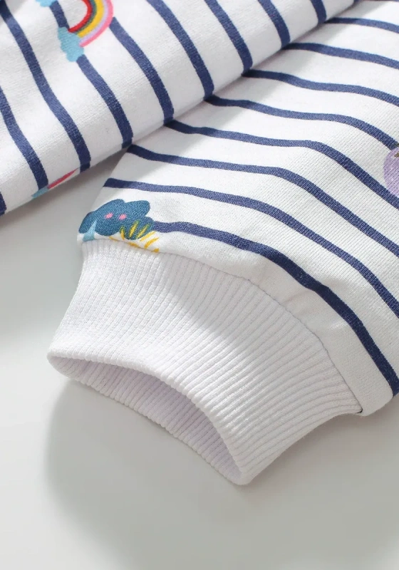  Adorable Embroidery Striped Hoodie