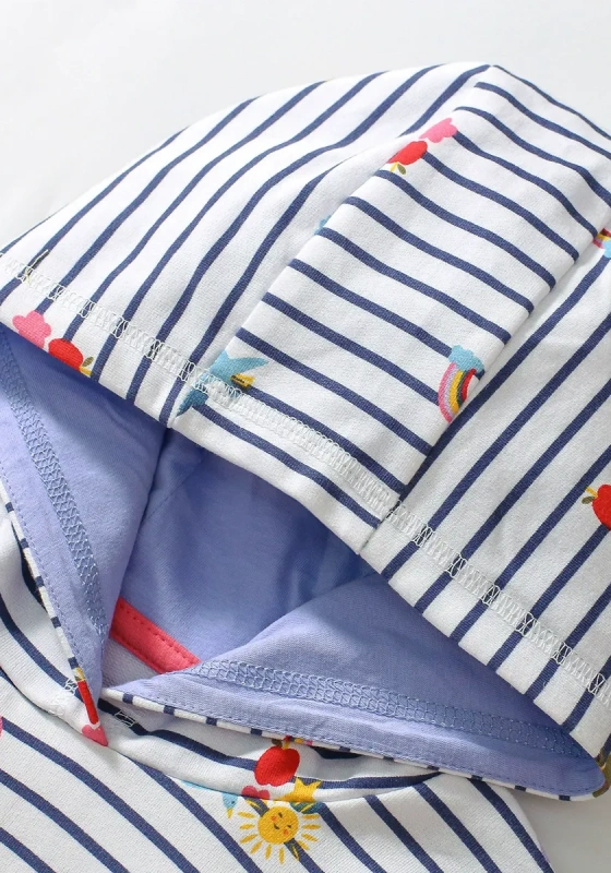  Adorable Embroidery Striped Hoodie