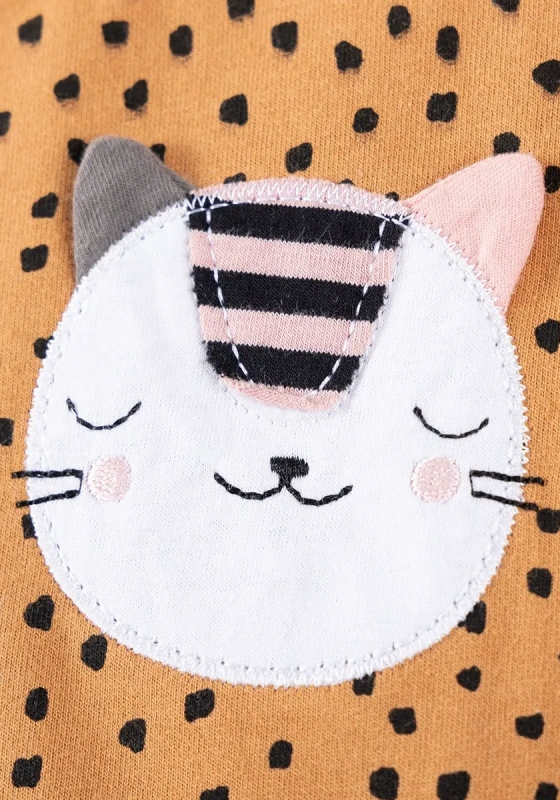 Dotted Cat Embroidered Long Sleeve Top