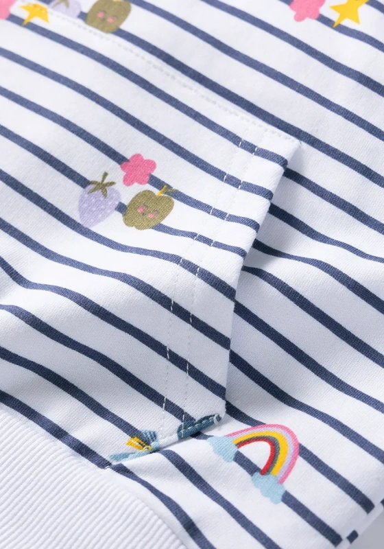 Rainbow Embroidery Striped Hooded Top 