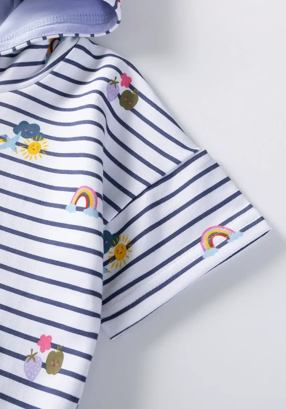 Rainbow Embroidery Striped Hooded Top 