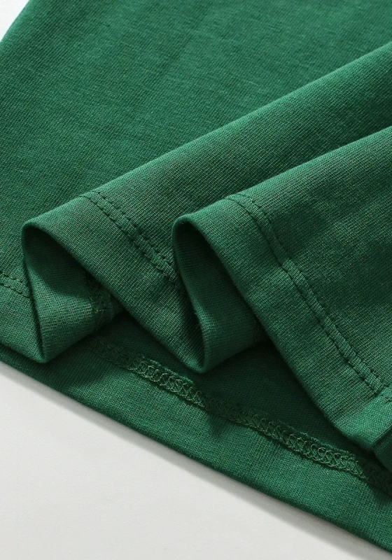  Deer Embroidered Green T Shirt