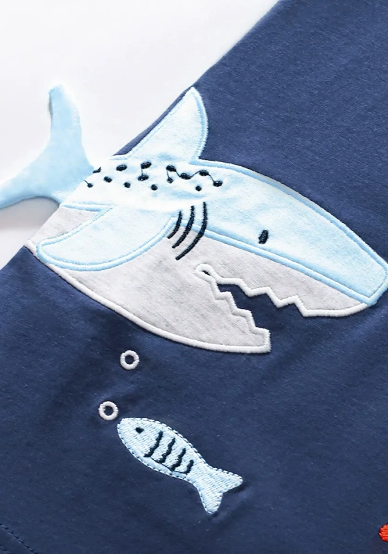 Shark Themed Navy Blue Kids' T shirt