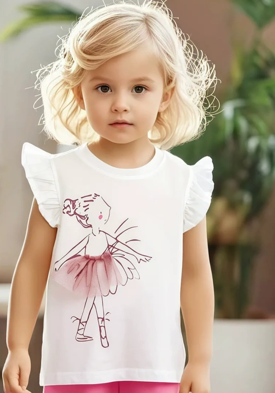 Ballerina Print Flutter Sleeve Top