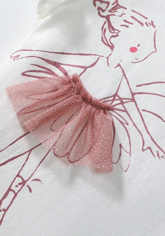 Ballerina Print Flutter Sleeve Top