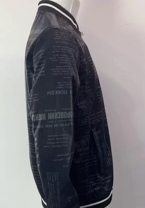 Letter Print Velvet Zipper Jacket