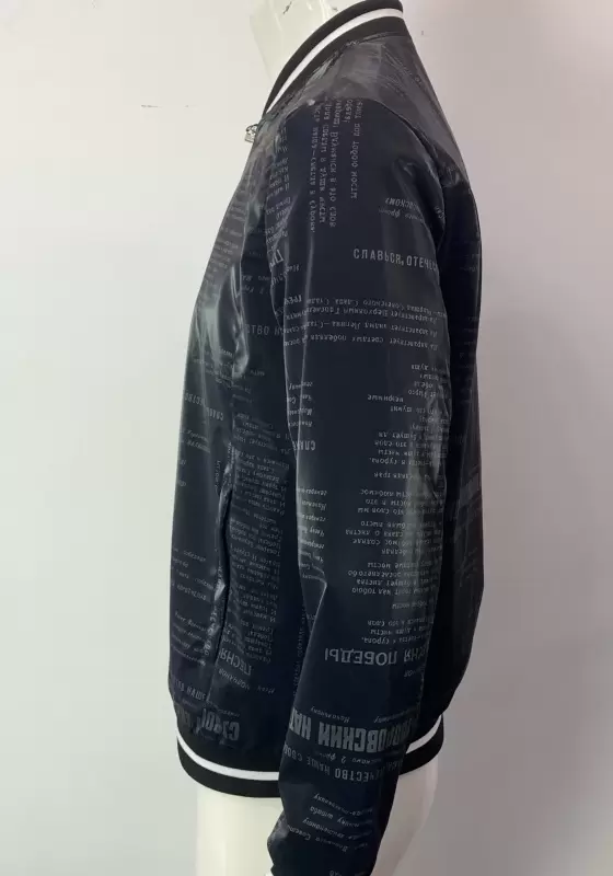Letter Print Velvet Zipper Jacket