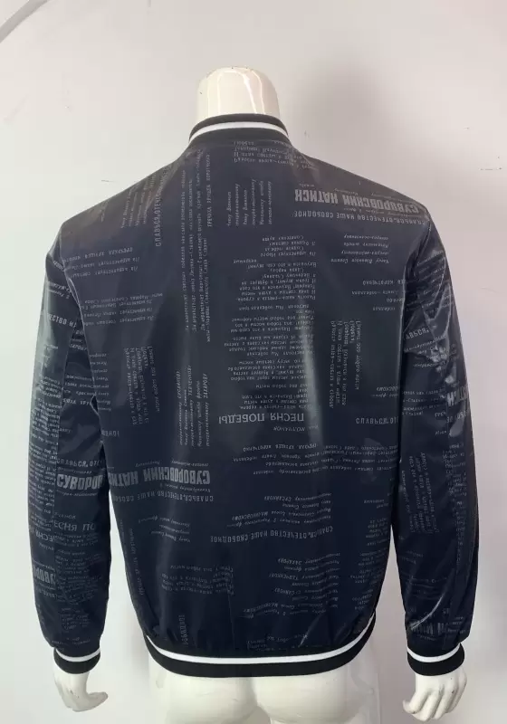 Letter Print Velvet Zipper Jacket