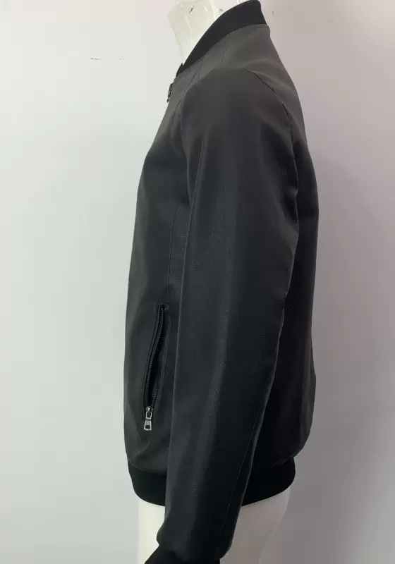 Classic Black Leather Zipper Biker Jacket