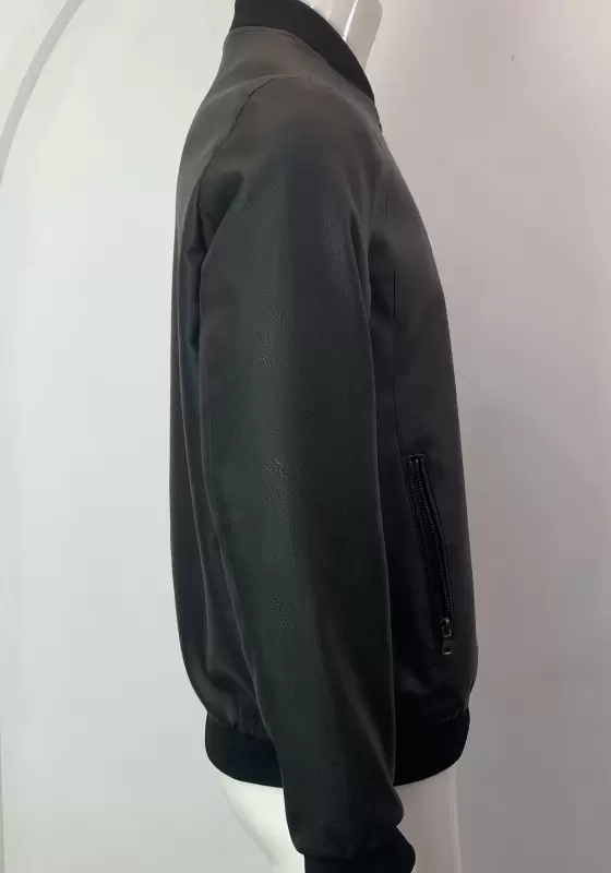 Classic Black Leather Zipper Biker Jacket