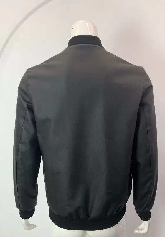 Classic Black Leather Zipper Biker Jacket