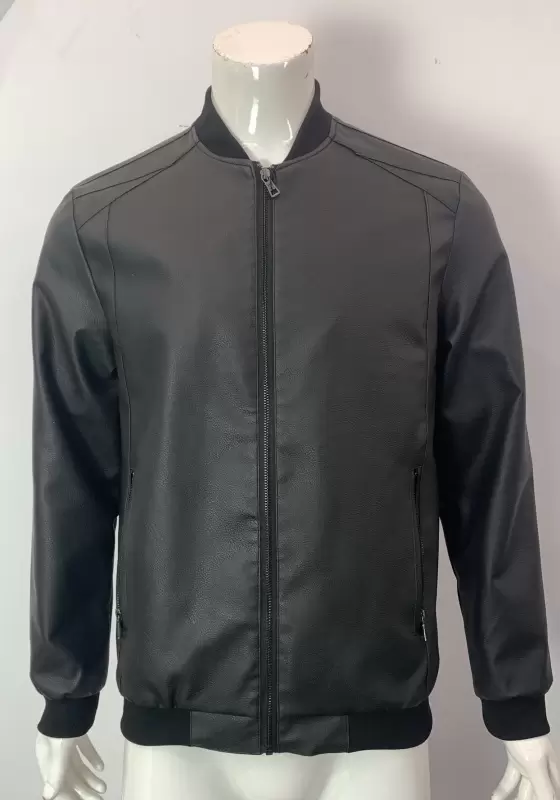 Classic Black Leather Zipper Biker Jacket