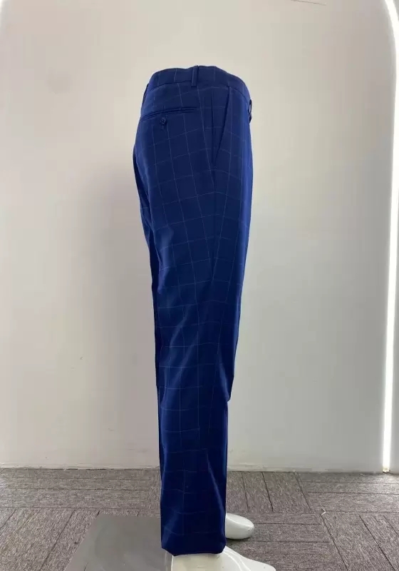 British Style Navy Plaid Trousers