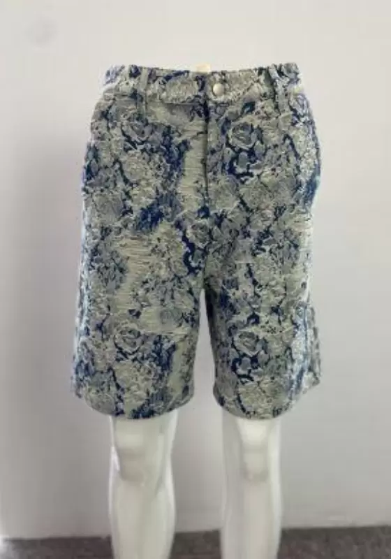 Blue Geometric Print Shorts