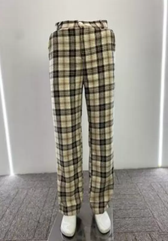 British Check Wide Leg Trousers