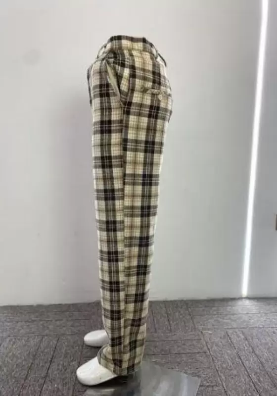 British Check Wide Leg Trousers
