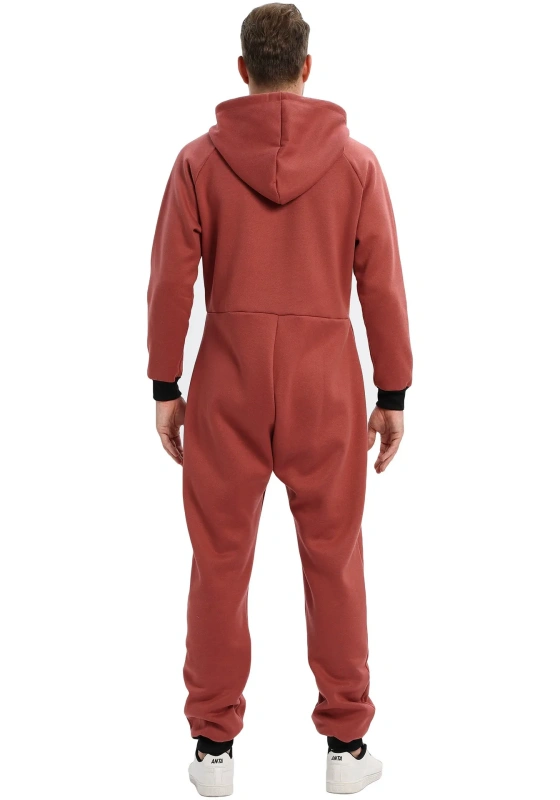 Zip Front Workwear Jumpsuit With Hoodie
