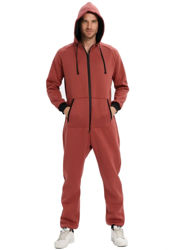 Zip Front Workwear Jumpsuit With Hoodie