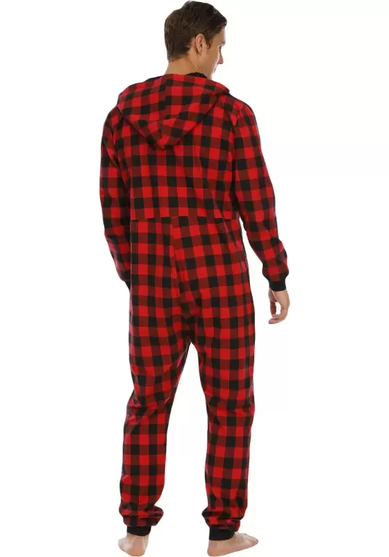 Checkered Hooded Zip Front Jumpsuit