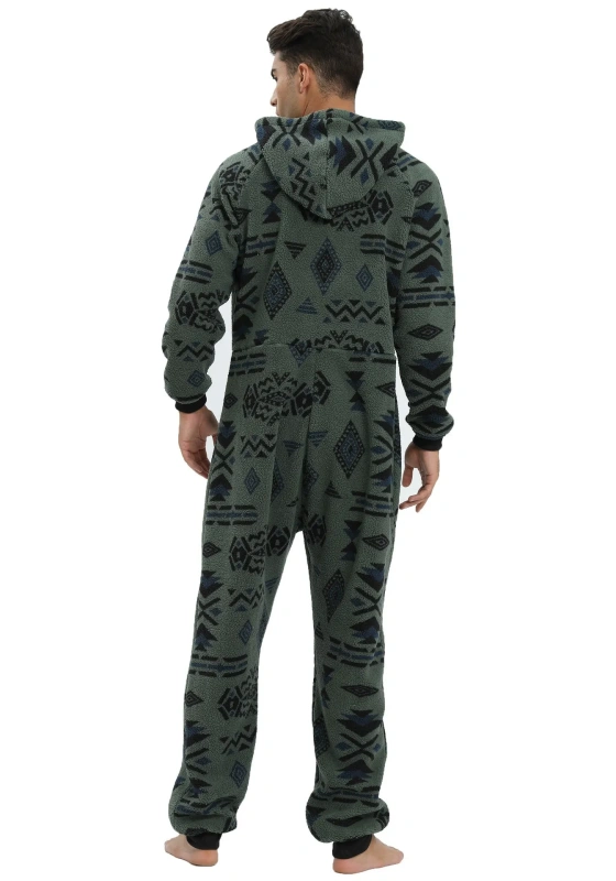 Geometric Hooded Zip Front Jumpsuit​
