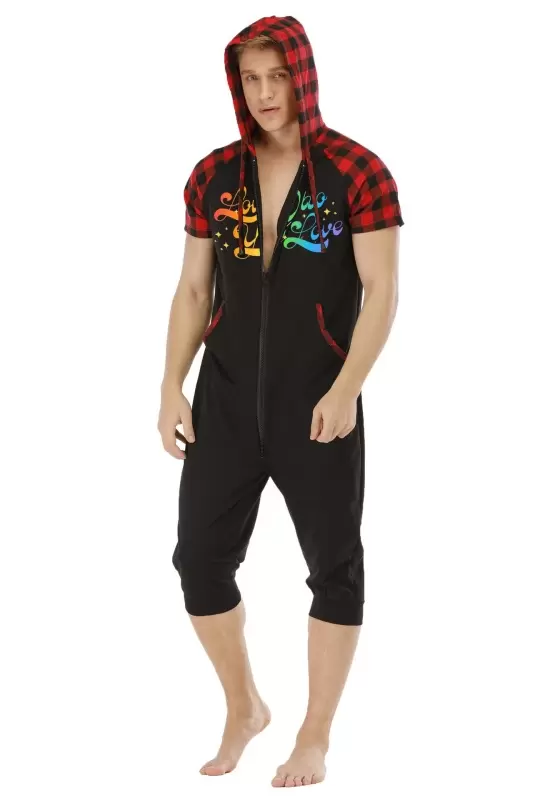 Plaid Hooded Zip Front Jumpsuit​