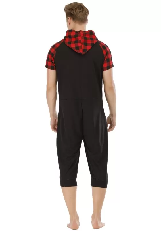 Plaid Hooded Zip Front Jumpsuit​