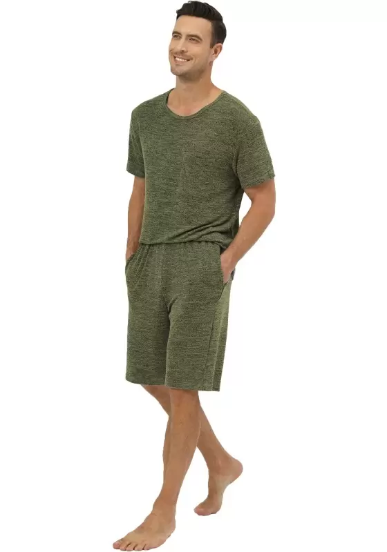 ​​Olive Green Short Sleeve Loungewear Set