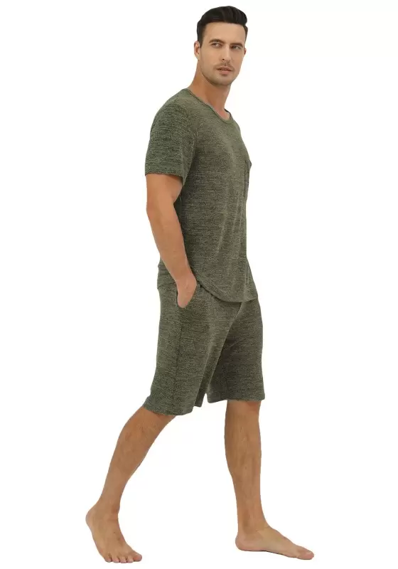 ​​Olive Green Short Sleeve Loungewear Set