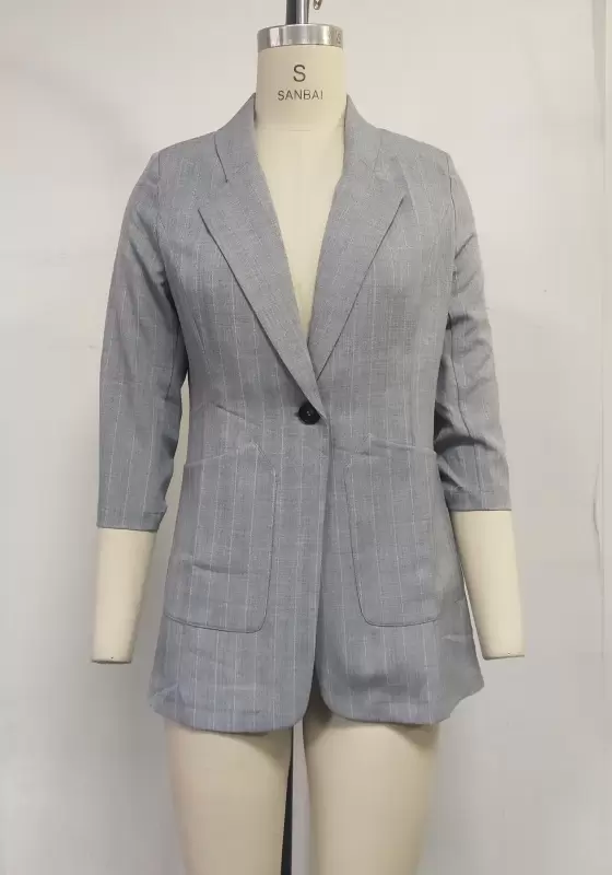 Light Gray Plaid Blazer