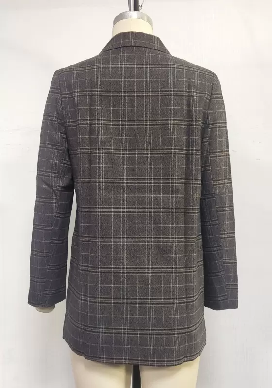 Checkered Double Button Blazer