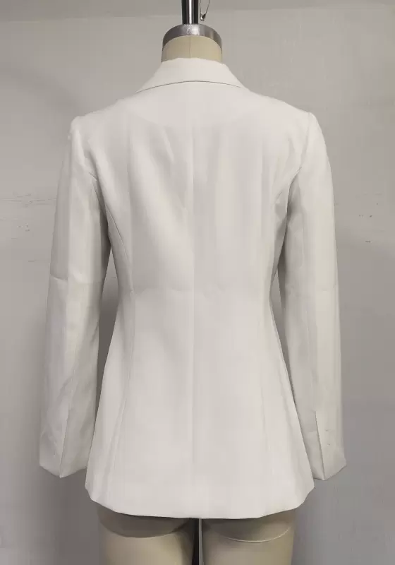 White Slim Open Front Suit