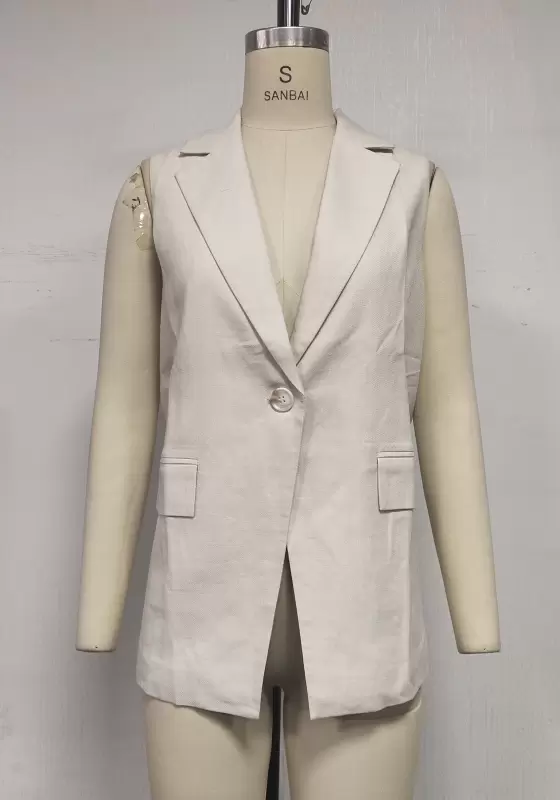 Single Button Sleeveless Suit Vest