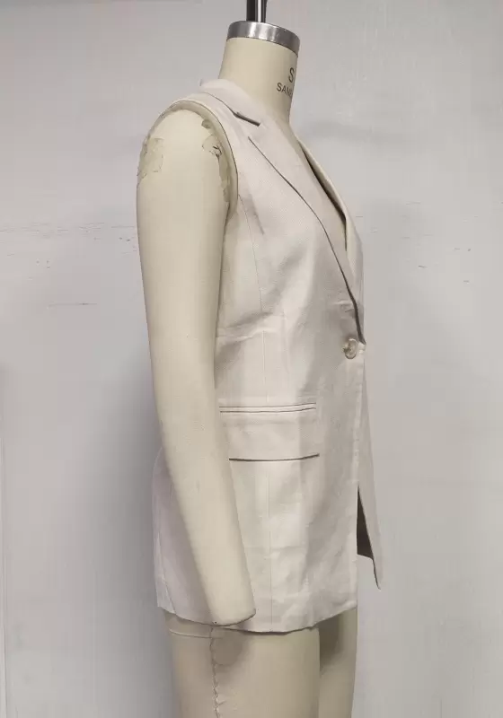 Single Button Sleeveless Suit Vest