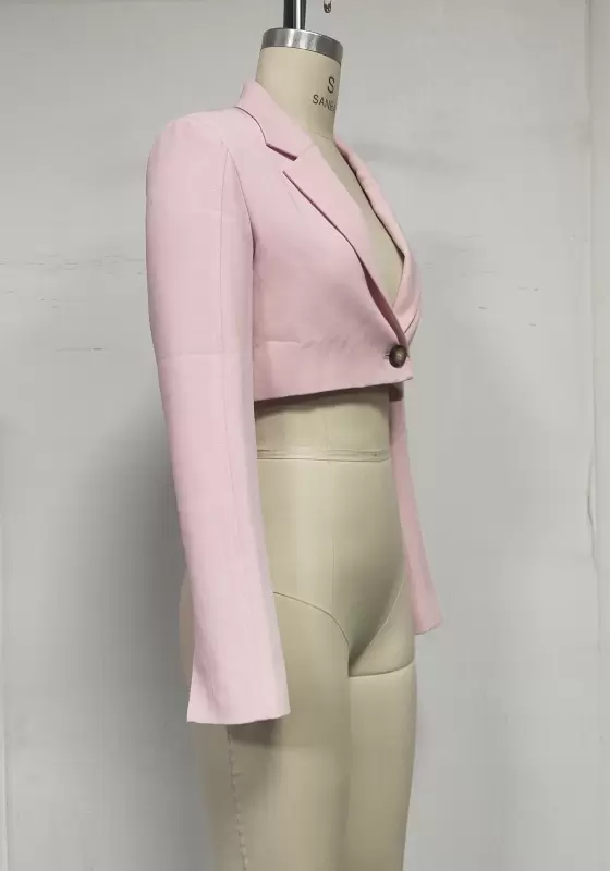 Pink Long Sleeve Short Blazer