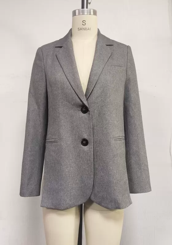 Grey Single Button Blazer