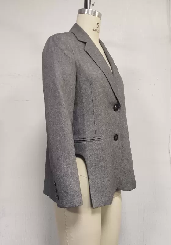 Grey Single Button Blazer