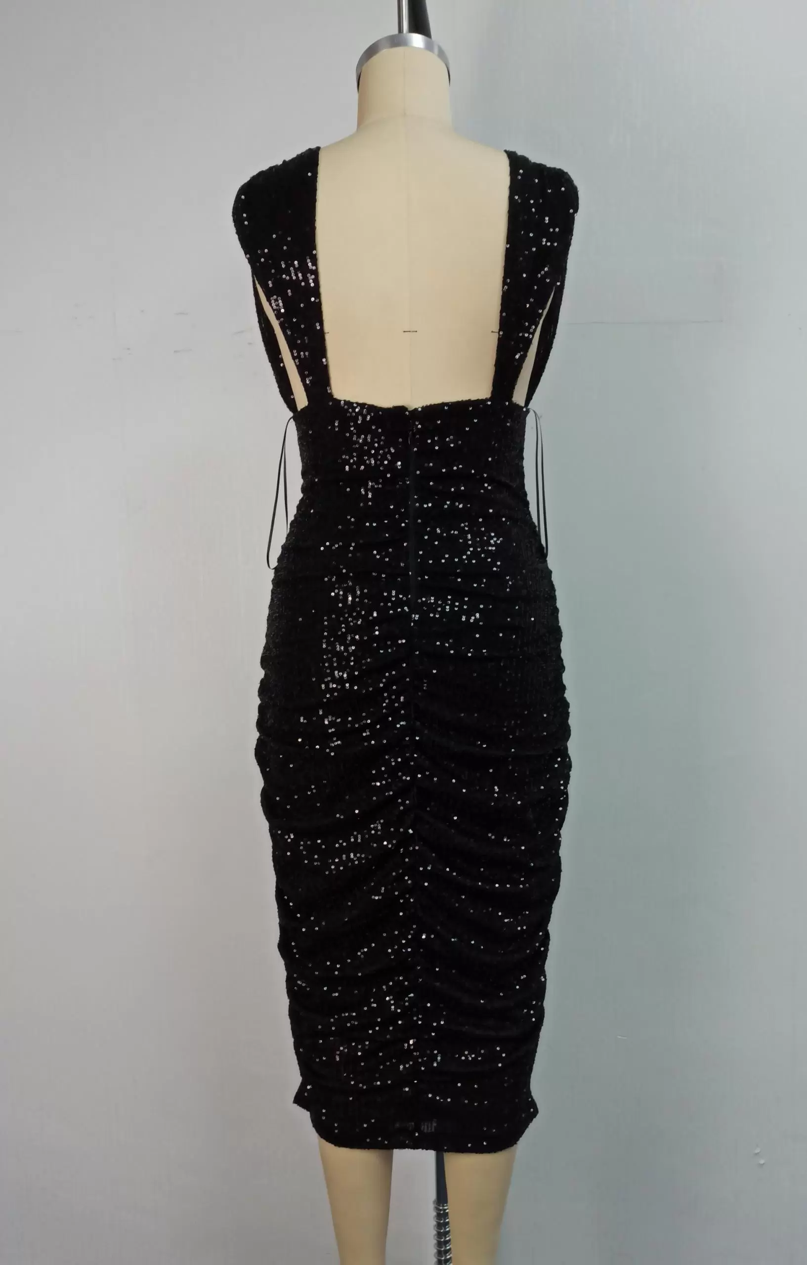 Sequin Sleeveless Ruched Bodycon Dress