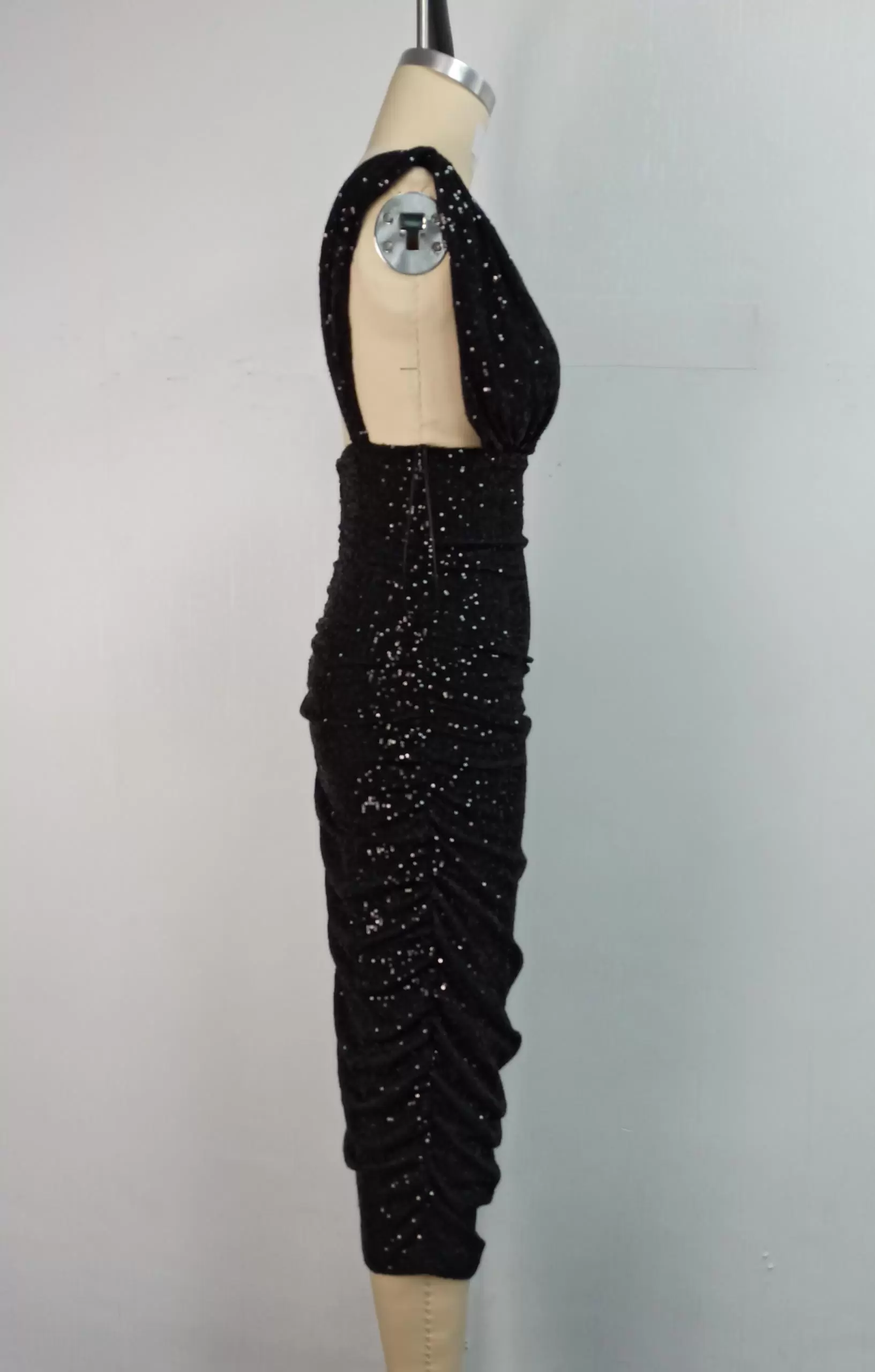 Sequin Sleeveless Ruched Bodycon Dress