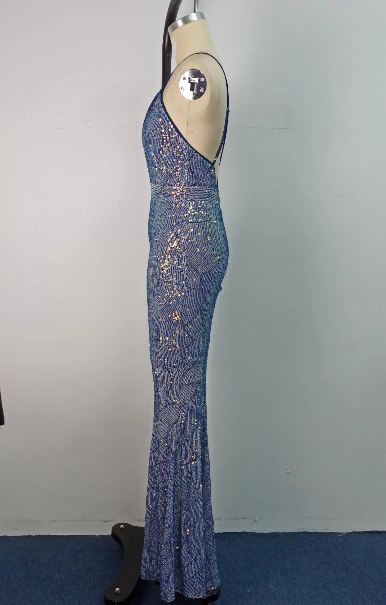 Sequin Deep V Neck Mermaid Dress