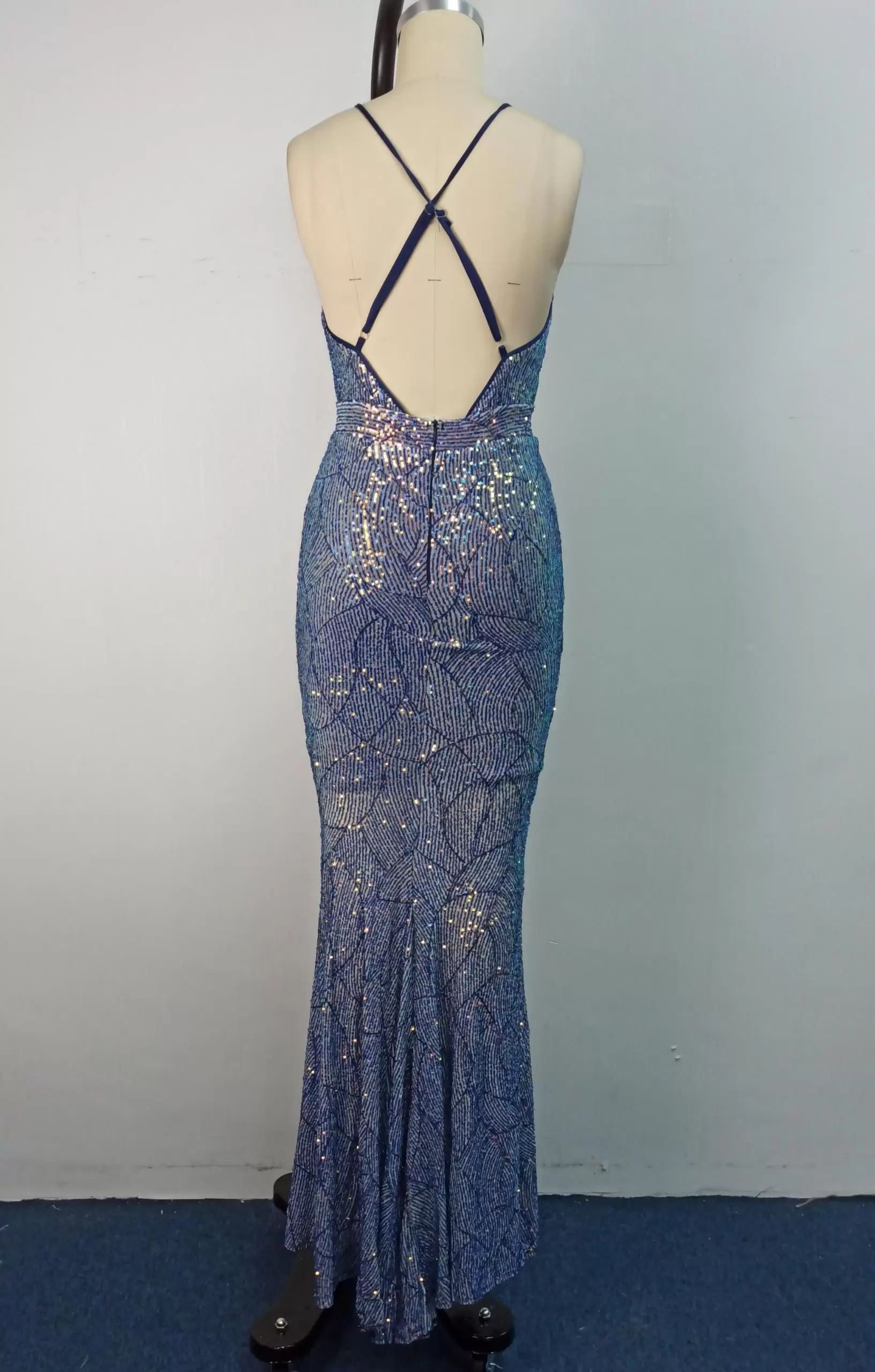 Sequin Deep V Neck Mermaid Dress