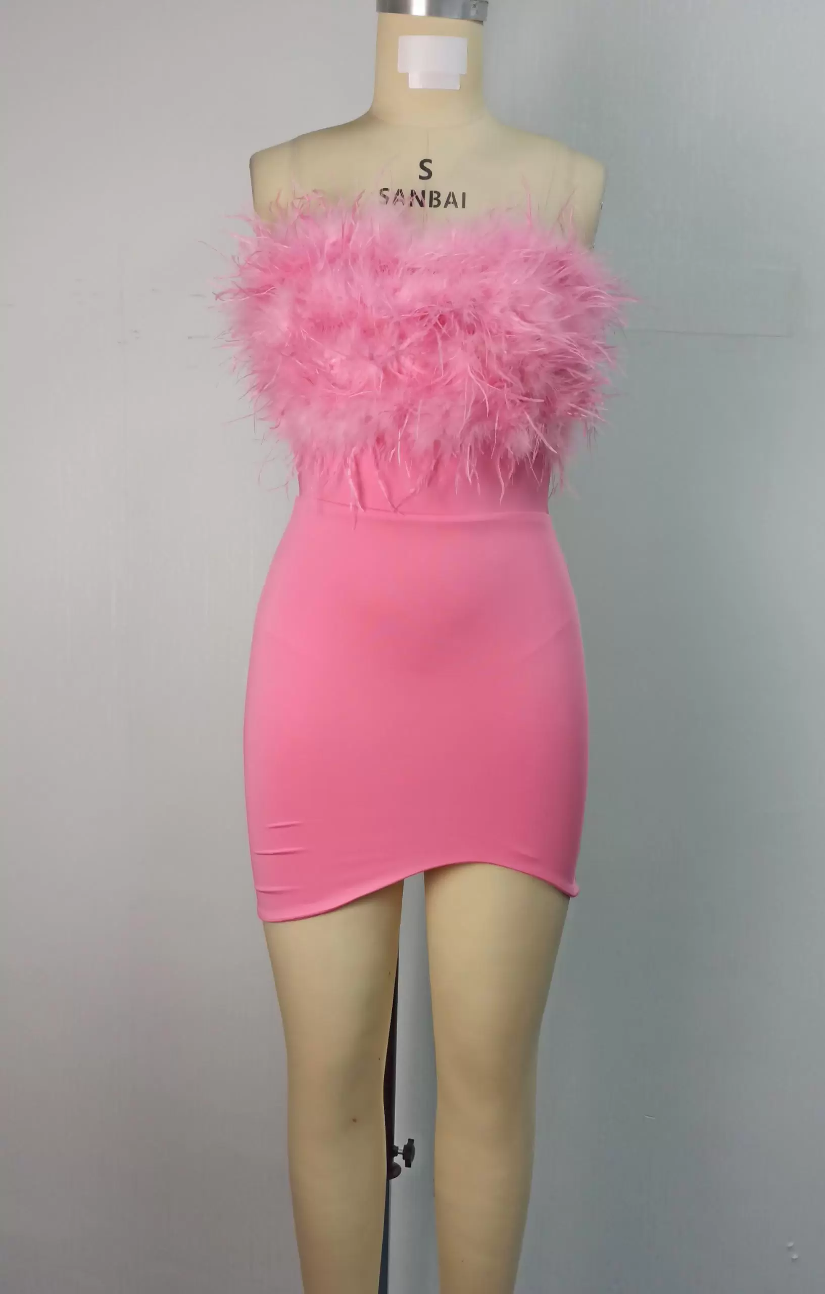​​Feather Strapless Mini Dress
