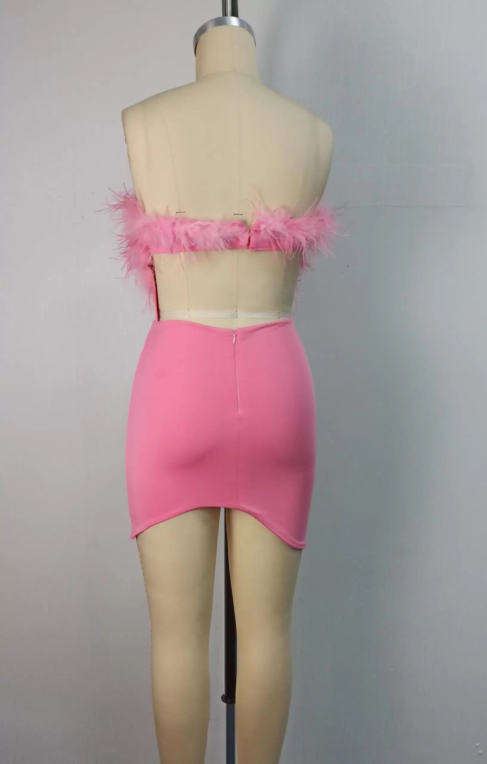​​Feather Strapless Mini Dress