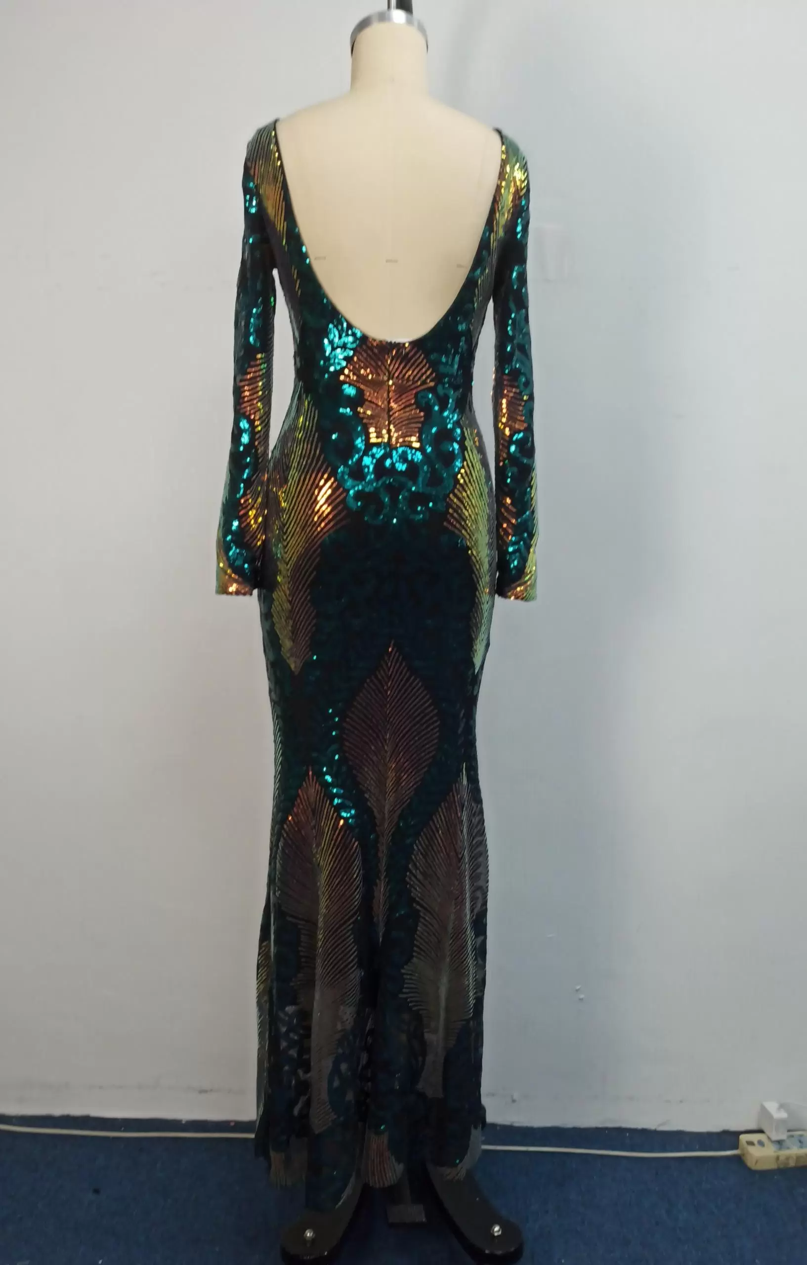 Sequin Backless Evening Gown Dress