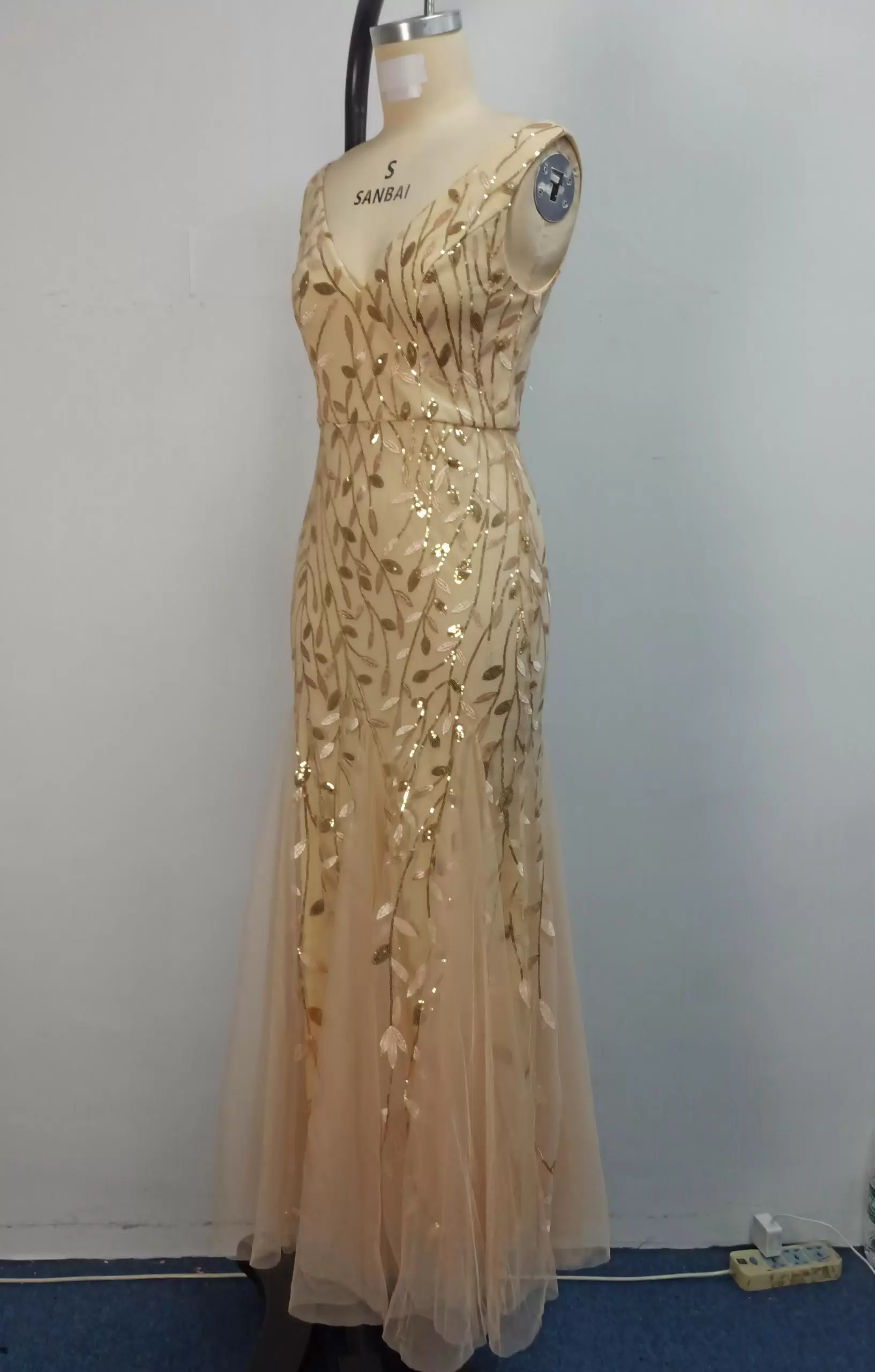 Sequin V Neck Mermaid Gown