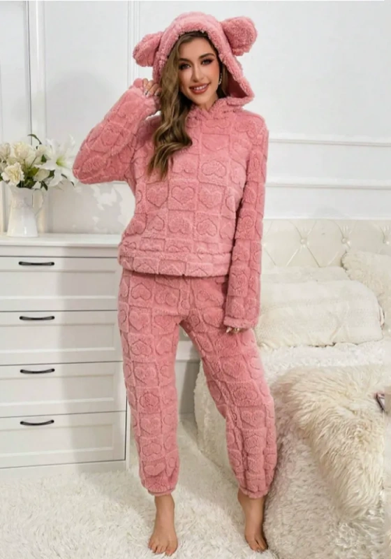 Fleece Hoodie Pajama Set