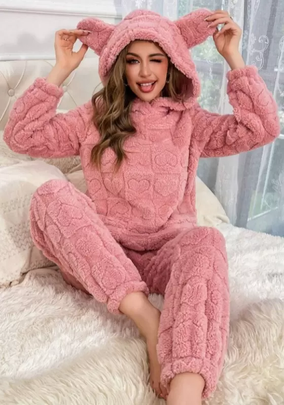 Fleece Hoodie Pajama Set