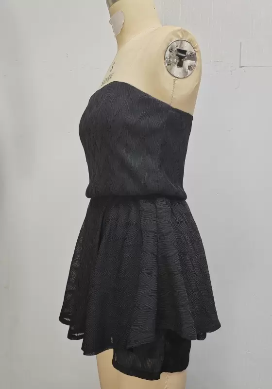 Black Strapless Romper With Skirt​